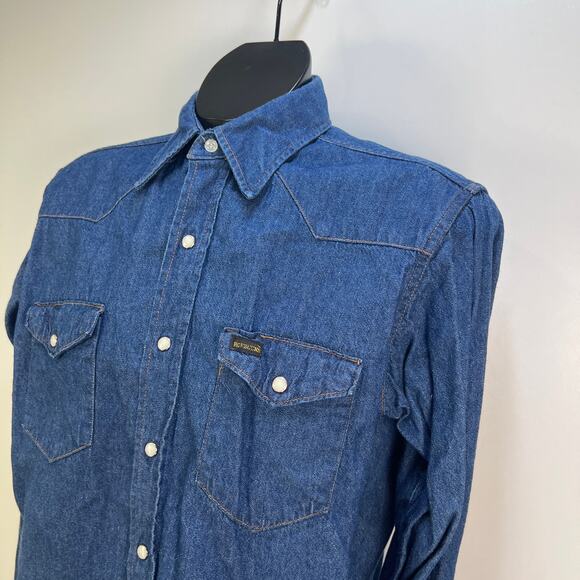 Vintage Roebucks Denim Pearl Snap Shirt - Picture 2 of 9